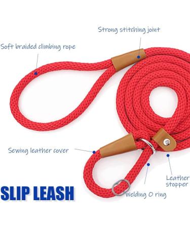 Lynxking Dog Leash - Fleece Tow Lines for Small Medium & Large Dogs | 1.3cm x 150cm - Red - Buy Online on GoSupps.com