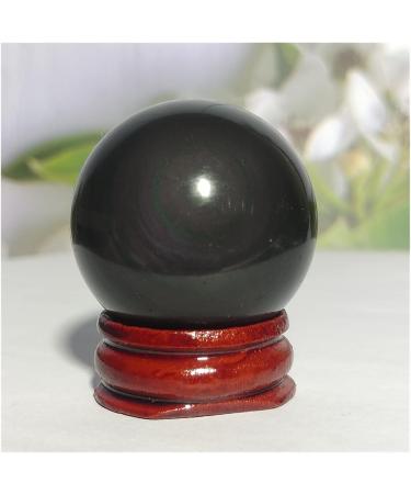 Natural Sphere Rainbow Cat Eye Black Obsidian Crystal Ball Natural Quartz Gemstone Gift Stone Home Decoration 1pc (Color : 65-75g) - Buy Online on GoSupps.com