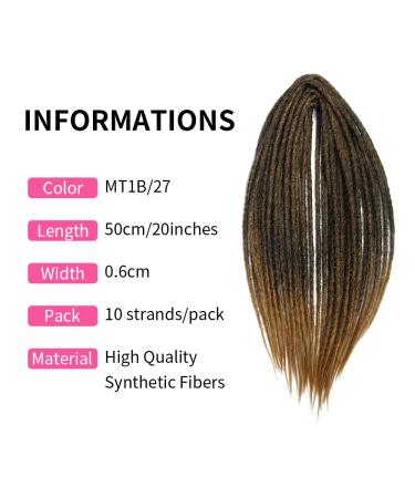 Thin 0.6cm Double Ended Synthetic Dreadlock Extensions - 20 Inch Crochet Hair Soft Hip-Hop Style Dreads - MT1B/27# - Buy Online on GoSupps.com