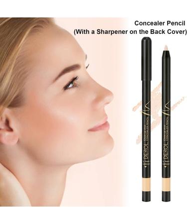Concealer Pencil Waterproof Highlighters 4 Colors Foundation Cover Makeup with Sharpener for Dark Circles Spots Scars Redness Gift for Women - Buy Online on GoSupps.com