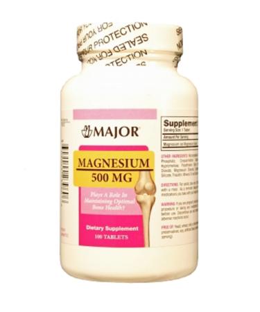 MAJOR MAGNESIUM 500MG DIETARY SUPP TABS MAGNESIUM OXIDE-500 MG White 100 TABLETS UPC 309044239606