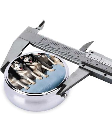 Lovely Husky Printed Mini Round Pill Box - 3 Compartment Travel Organizer for Medicine Pocket & Home Use - Buy Online on GoSupps.com