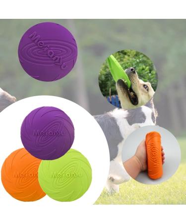 Suaywo 3 Pack 15cm Bite-Proof Dog Frisbee Toys | Durable Rubber for Training & Play - Orange Green Purple - Buy Online on GoSupps.com