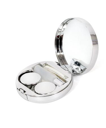 YiQiYi Exquisite Eye Lenses Container - Drift Sand Contact Lens Case with Mirror and Remover Tool - Silver - Buy Online on GoSupps.com