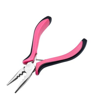 Ainkou Hair Extension Pliers 3-Hole Mini Hair Extension Tool for Micro and Nano Ring Hair Extensions (Pink)