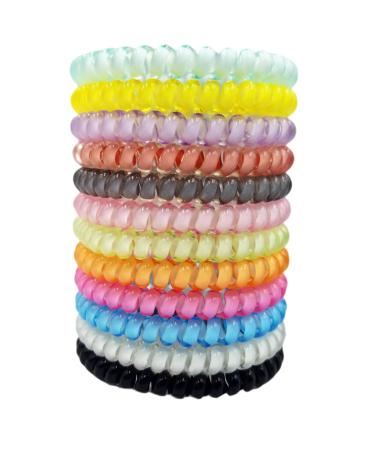Candy Color 12 Piece Spiral Hair Ties Multicolor Small Spiral Hair Ties No Crease Hair Coils  Coil elastics Hair Ties Telephone Cord Plastic Hair Ties For Women And Girls