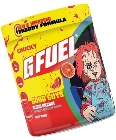 G Fuel Chucky Good Guys 2.0 Energy Drink Powder Pre Workout Caffeine Mix for Gaming Sugar Free Focus Amino Vitamin + Antioxidants 9.9oz (Tropical Blood Orange 40 Servings) - Buy Online on GoSupps.com