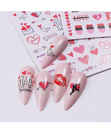 JMEOWIO 12 Sheets Valentines Day Heart Nail Art Stickers Decals Self-Adhesive Colorful Cute Nail Supplies Nail Art Design Decoration Accessories - Buy Online on GoSupps.com