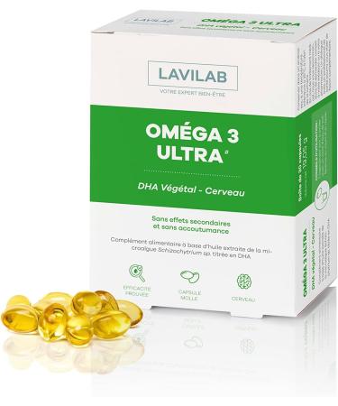Omega 3 Ultra DHA Vegan Vegetable - Algae 1 Month Memory Brain Vision Made in France Lavilab - Buy Online on GoSupps.com