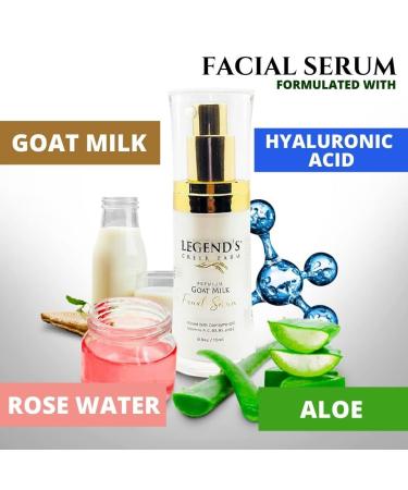 Legend's Creek Farm Goat Milk Facial Serum - Anti-Aging with Rose Water Vitamin C & Hyaluronic Acid - Fragrance-Free Moisturizer for Women - 0.5 Oz - Buy Online on GoSupps.com