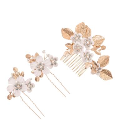HAPINARY 1 Set Leaves and Flowers Hair Comb Wedding Hair Accessories for Brides Flower Hair Combs Flower Hair Clips for Women Bride Headpieces for Wedding Hair Accessories for Bridesmaids