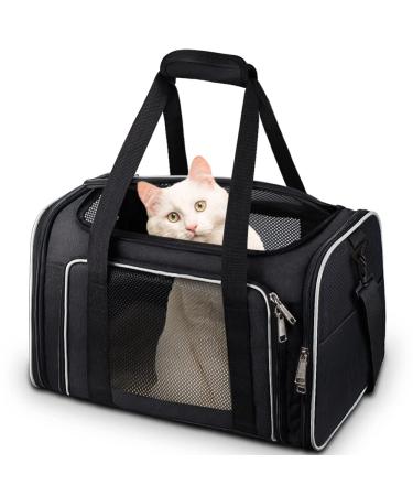Comsmart Cat Carrier, Pet Carrier Airline Approved Pet Carrier Bag Collapsible 15 Lbs Dog Carrier for Small Medium Cats Dogs Puppies Kitten Black
