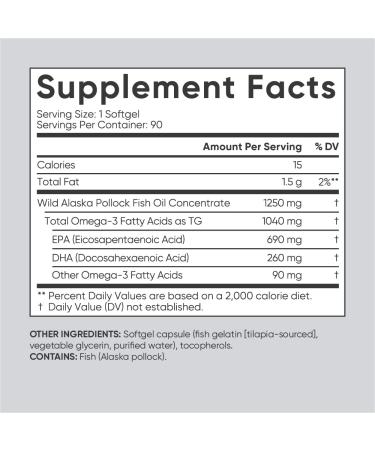 Sports Research Omega-3 Fish Oil 1250mg - Triple Strength 90 Softgels for Heart & Joint Health - Buy Online on GoSupps.com