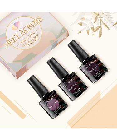 Meet Across Purple Plum Red Gel Nail Polish Set - 3 Color Nude Gel Polish Kit with UV/LED Lamp Base & Top Coat - Perfect Gift Box for Nail Art Salon & Manicure Starter Set - Buy Online on GoSupps.com