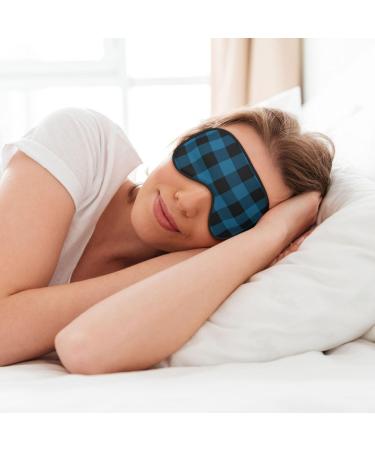 Blue Black Plaid Sleep Eye Mask - Soft Blindfold with Elastic Strap for Travel & Night Sleeping - Buy Online on GoSupps.com