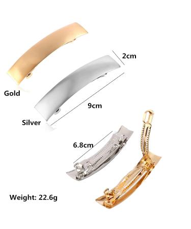 XHBTS Handmade Hair Clip Barrette Set - Long Thin Metal Pins French Style for Women and Girls in Silver Gold - Buy Online on GoSupps.com