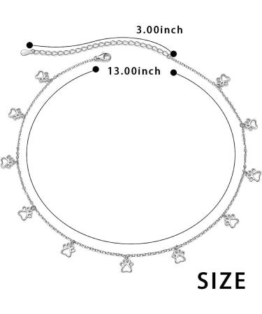 S925 Sterling Silver Paw Print Choker Necklace for Women - 13+3 inches - Buy Online on GoSupps.com