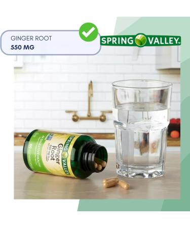 Spring Valley Ginger Root 550 mg Dietary Supplement Ginger Root Capsules t 100 Count + Sticker - Buy Online on GoSupps.com