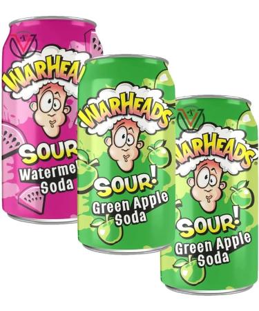 Warheads Sour Soda Cans 355ml x 03 cans (Green Apple + Watermelon) - Buy Online on GoSupps.com