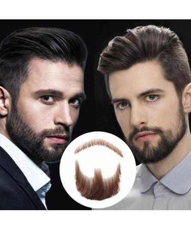 Fake Mustache Face Beard for Adults Realistic Makeup Costume Lace Man Beards Brown for Halloween Costumes - Buy Online on GoSupps.com