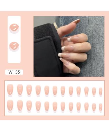 24pcs Long Coffin Ballerina False Nails with Glue - Full Cover Press on Manicure for Women - Nude French White Fake Nails - Buy Online on GoSupps.com