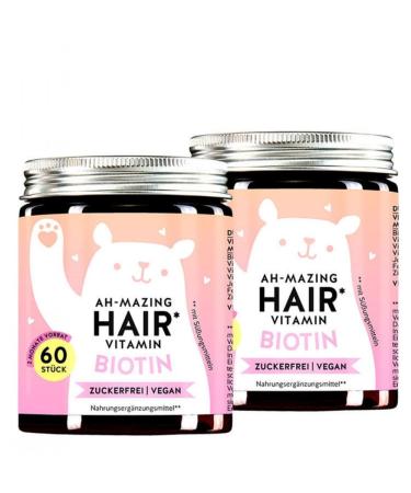 2 -person pack biotin high dose 5000 g + zinc - gummy bears for normal hair growth - skin hair nails complex - vegan sugar -free hair vitamins - 120st for 4 months - Bears with benefits 60 pieces (2 Pack) - Buy Online on GoSupps.com
