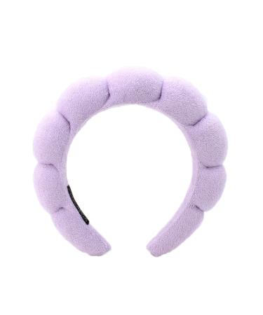 Ycfish Puffy Makeup Headband Spa Headbands for Women Sponge & Terry Towel Cloth Fabric Cute Skincare Headband for Face Washing Makeup Removal Shower Facial Mask (Purple)