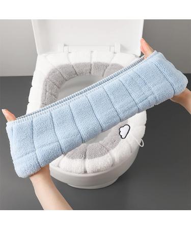 TimeCity 4PCS Warm Toilet Seat Covers Pads | Thicker Winter Bathroom Cushioned Comfort | Stretchable Elongated Washable Seat Pads - Cloud-color - Buy Online on GoSupps.com