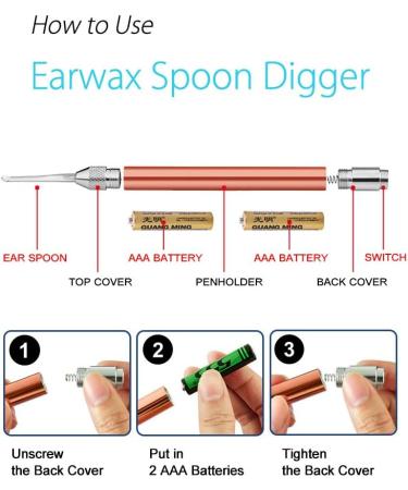 Earwax Spoon Digger & Ear Tweezers with LED Light - Ear Wax Removal Tool Kit for Kids & Family - Rose Gold Ear Pick Cleaner Set with Bonus Stainless Steel Pick & Carry Case - Buy Online on GoSupps.com