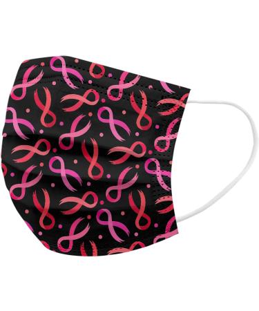 50-Pack Cancer Awareness Disposable Face_Masks for Adult Pink Ribbon Designs 3-Ply Colored Dust-Proof Bandanas Paper_Mask - Buy Online on GoSupps.com