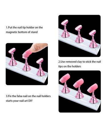 Justotry 2 Set Pink Nail Stand - Press On Nails Display & Tips Holder for Beginners | Acrylic Nail Accessories & DIY Manicure Tool - Buy Online on GoSupps.com
