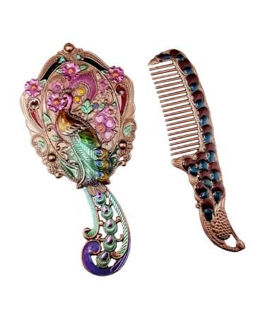Frcolor Handpiegel Spiegel Set Vintage Make-Up Make Spiegel With Kamm Antique Cosmetic Spots Hairbrush Travel Make-up Tools Gift For Women Girls (Random Color)