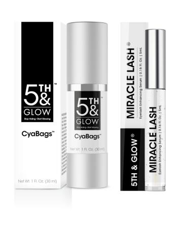 5th & Glow Youthful Beauty Bundle - CyaBags Line Smoother for Instant Skin Transformation + Miracle Lash Enhancing Serum for Stronger Thicker Lashes - Confidence Boosting Daily Routine