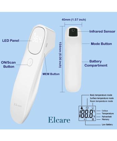 Medical No Touch Infrared Thermometer for All Ages - Updated Hospital Grade Touchless Thermometer with Adults Object and Room Temperature Mode  Large LED Display and Gentle Vibration Alert. - Buy Online on GoSupps.com