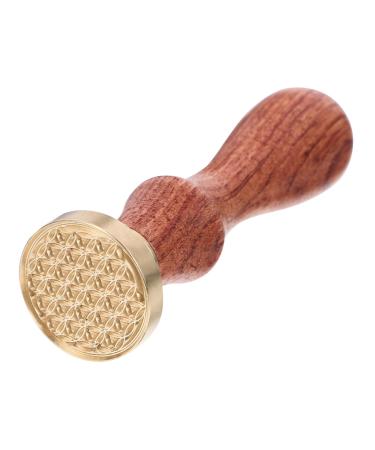 Healeved 1pc Dispensing Plate Tool Powder Seal Envelopes Retro Sealing Stamp Hotfix Wooden Handle 1 count (Pack of 1) Golden