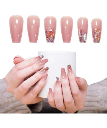 5 Glossy Fake Nails 24 Long Stick on Nails with Rhinestones - Luxury False Nails with Rhinestones for Prom Women's Nails N 5 Pcs Jp0467-05 - Buy Online on GoSupps.com