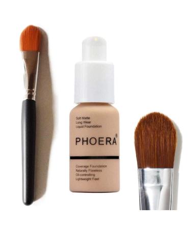 Glamza Phoera Matte Cream Foundation Set with 104 Buff Beige Shade & Makeup Brush - Full Coverage Concealer with 24hr Oil Control - 30ml - Buy Online on GoSupps.com