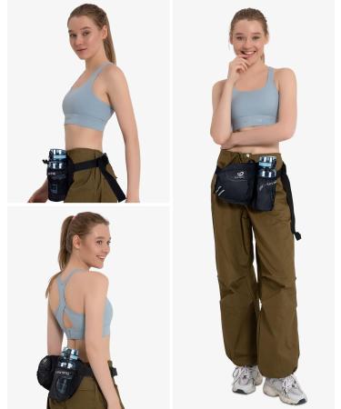 Waterfly Belt Pocket with Bottle Holder - Breathable Hip Pocket for Men & Women - Ideal for Running Cycling Hiking and Dog Training - Black - Buy Online on GoSupps.com