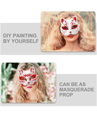 Buy Zerodeko White Cat Masks - 9 Pack DIY Paintable Fox & Cat Half-Face Masquerade Masks for Cosplay - Buy Online on GoSupps.com
