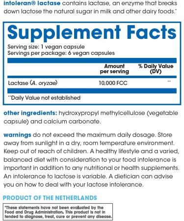 Intoleran Lactase 10 000 Digestive Enzymes Testpack - 6 Capsules | Supplement for Lactose Intolerance | Lactase Enzyme Helps Digest Dairy & Lactose | High Dosed & Fast Acting | Vegan | Low FODMAP - Buy Online on GoSupps.com