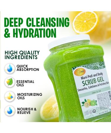SPA REDI Lemon & Lime Pumice Scrub Gel - Exfoliating & Hydrating 128oz | Glowy Smooth Skin with Hyaluronic Acid & Comfrey Extract - Buy Online on GoSupps.com