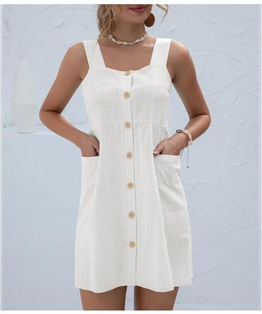 Shop Women's Vintage A-Line Mini Dresses | Summer Beach Dresses with Bags - Monochrome White - Buy Online on GoSupps.com