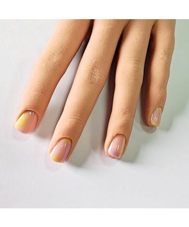 Buy 24PCS Glossy Short Rainbow French Fake Nails - Full Cover Square Nail Art for Women & Girls | Fast International Shipping - Buy Online on GoSupps.com