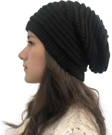 Women's Lightweight Winter Beanie Hat | Cozy Chunky Knit with Pom Pom Visor | Black - Buy Online on GoSupps.com