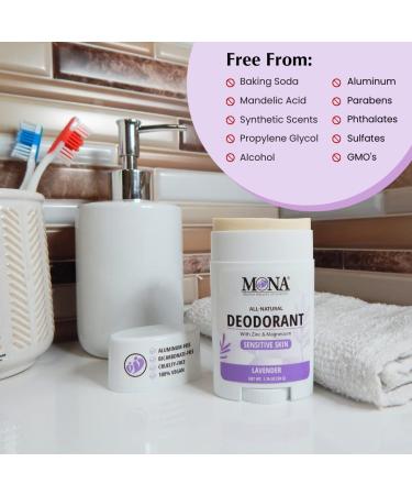 MONA BRANDS All Natural Deodorant For Women & Men | For Sensitive Skin | No Aluminum or Baking Soda | (2-Pack LAVENDER 1.76 Oz each) - Buy Online on GoSupps.com