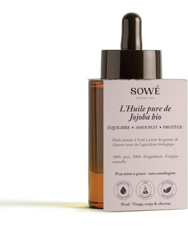 PURE JOJOBA OIL - ORGANIC VIRGIN AND COLD PRESSED - 50ML - Moisturizing Oil - Combination or Oily Skin - Face Body and Hair - Buy Online on GoSupps.com