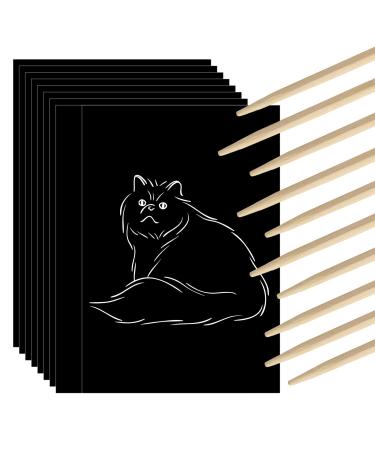 Scratch off Paper, 50 Pieces Scratch Paper Art Set for Kids Adults 7.2 X 5 Inch Large Scratch Paper with Wooden Stylus, Scratch Art Paper Kids Craft Kits for DIY Birthday Gifts Party Supplies