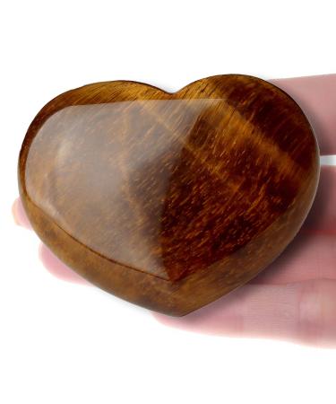 XIANNVXI 45mm 1.8" Tiger Eye Healing Crystals Heart Stones 100% Natural Crystals Gemstones Polished Love Puff Palm Stones Reiki Crystal Gifts Yellow - Tiger Eye