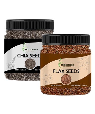 The EDIBLES Comb Pack of Raw Chia Seeds and Flax Seeds Alsi 250 GMS Each Total 500 GMS_Packing May Vary