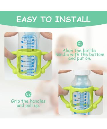 Aolso Silicone Baby Bottle Handles - 2PCS Easy Grip Handles for 2.25 Baby Bottles - Blue/Green - Buy Online on GoSupps.com